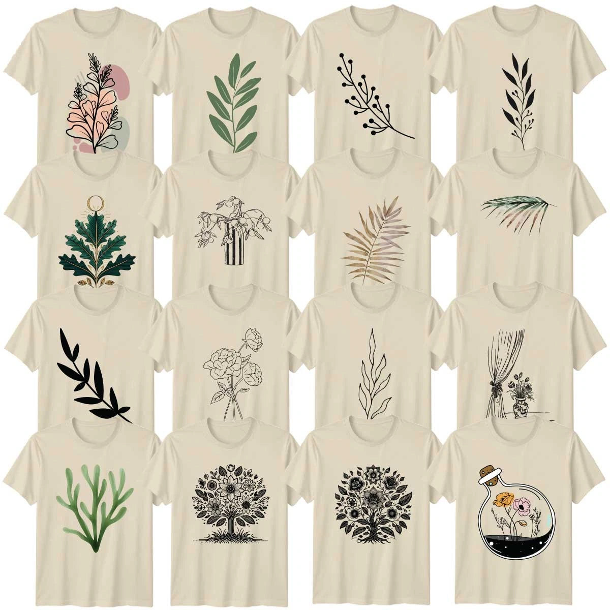 Floral Abstract Art Beach And Ocean Adult T-Shirt Botanical Birthday Gift