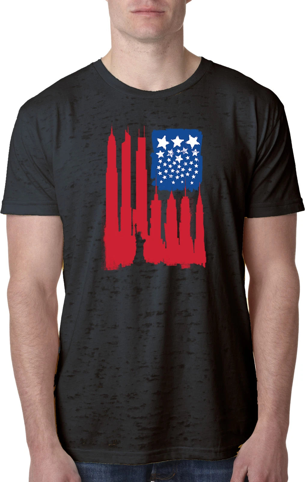 Buy Cool Shirts USA Flag Skyscraper Burnout Shirt