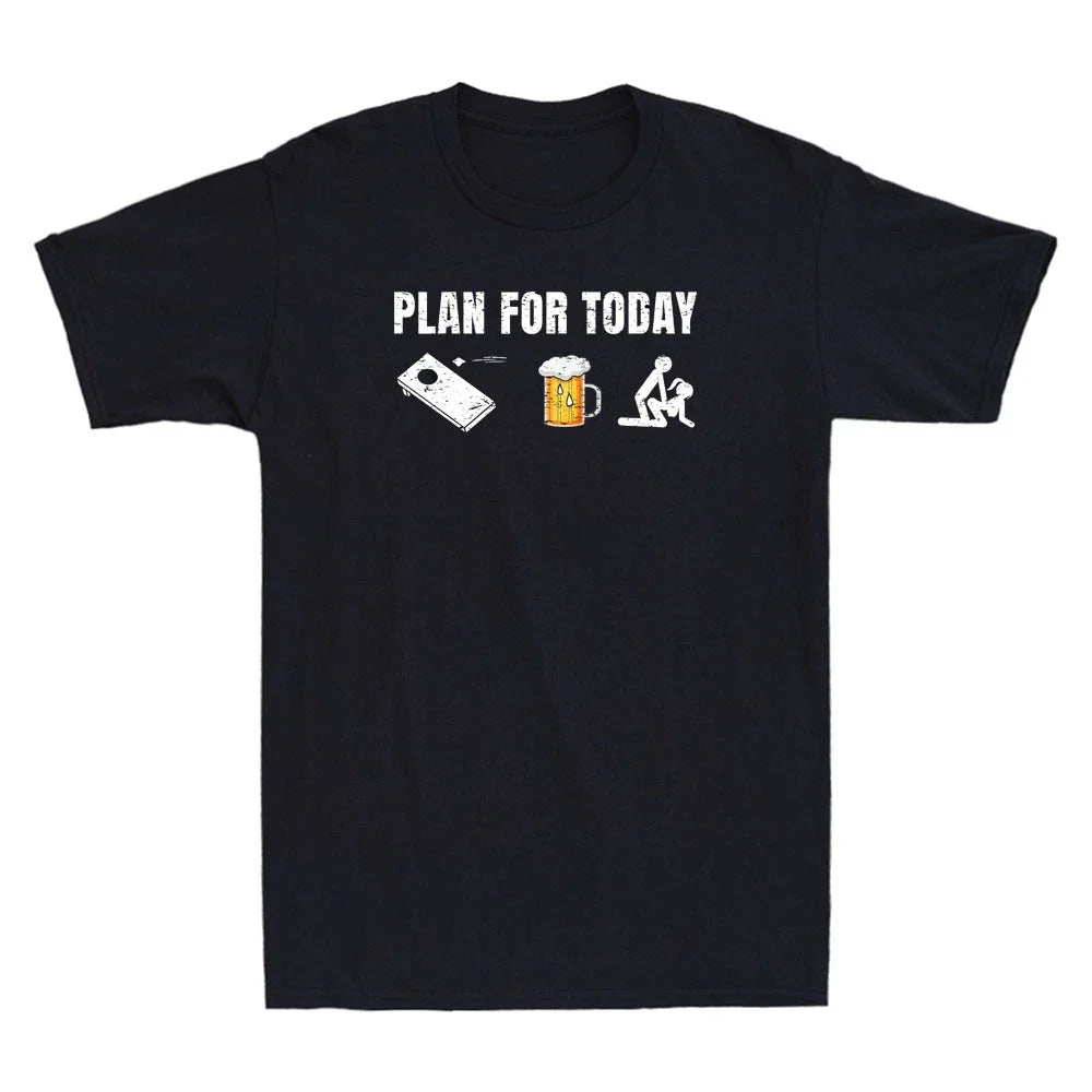 Plan For Today Funny Beer Cornhole Meme Sarcastic Quote Vintage Men's T-Shirt