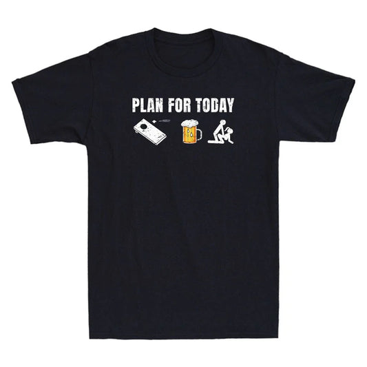 Plan For Today Funny Beer Cornhole Meme Sarcastic Quote Vintage Men's T-Shirt