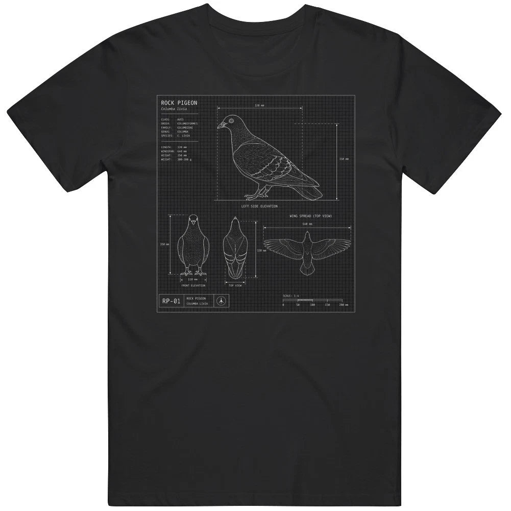 Funny Rock Pigeon Blueprint Meme Gag Cool Fan v2 T Shirt