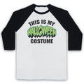 THIS IS MY HALLOWEEN COSTUME HIPSTER RETRO FUNNY LAZY 3/4 SLEEVE BASEBALL TEE