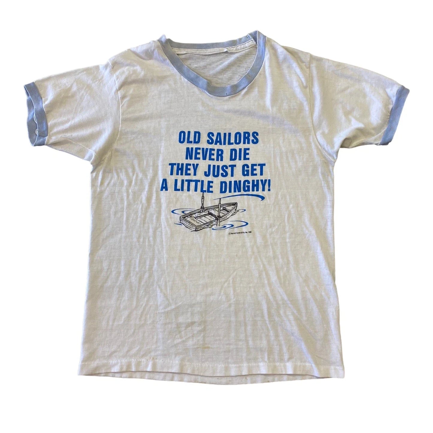 VTG 80s Old Sailors Never Die Funny Harriet Carter Gifts T-Shirt (Measurements)