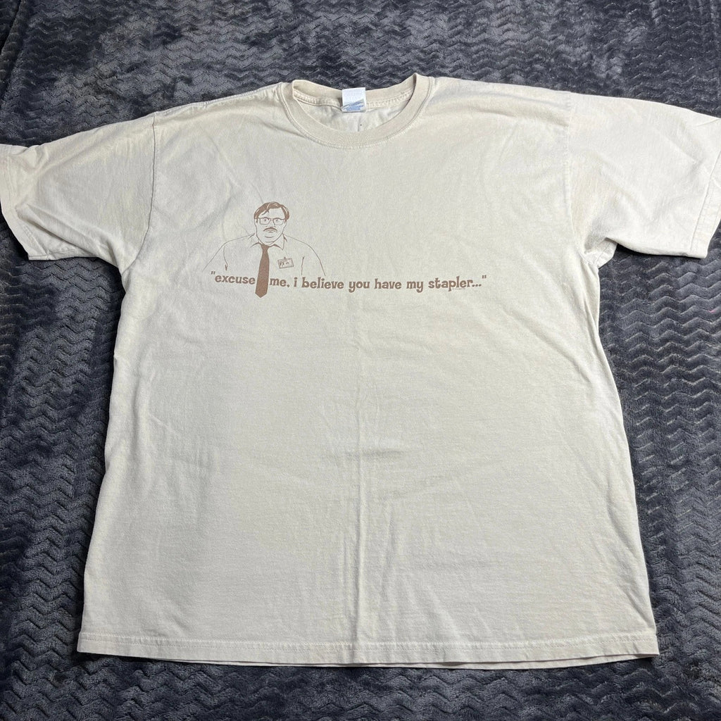 Vintage 2004 Office Space Movie Promo Shirt Size XL Stapler Funny Fox TV