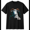 Anime Lamb with Roses Sheep Cute Mens T-Shirt Black 100% Cotton Kawaii Tee