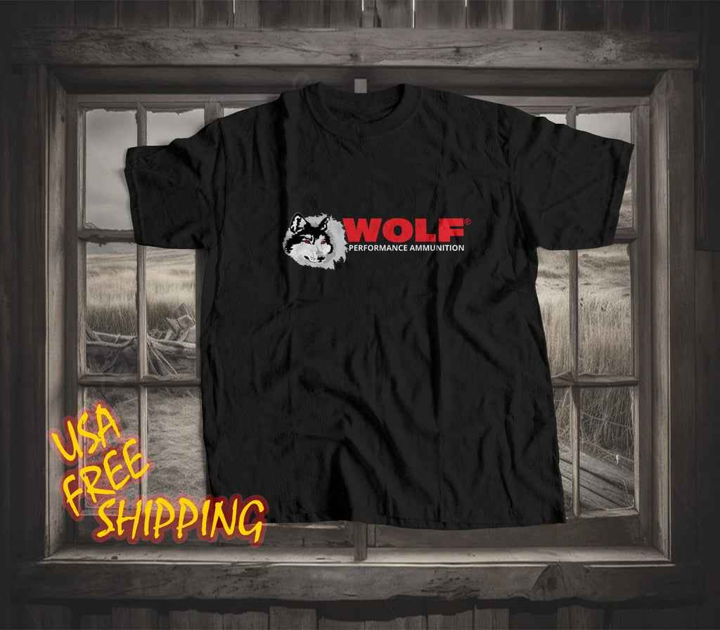 Men Shirt Wolf Ammunition Logo Funny T-shirt Made In America S to 5XL