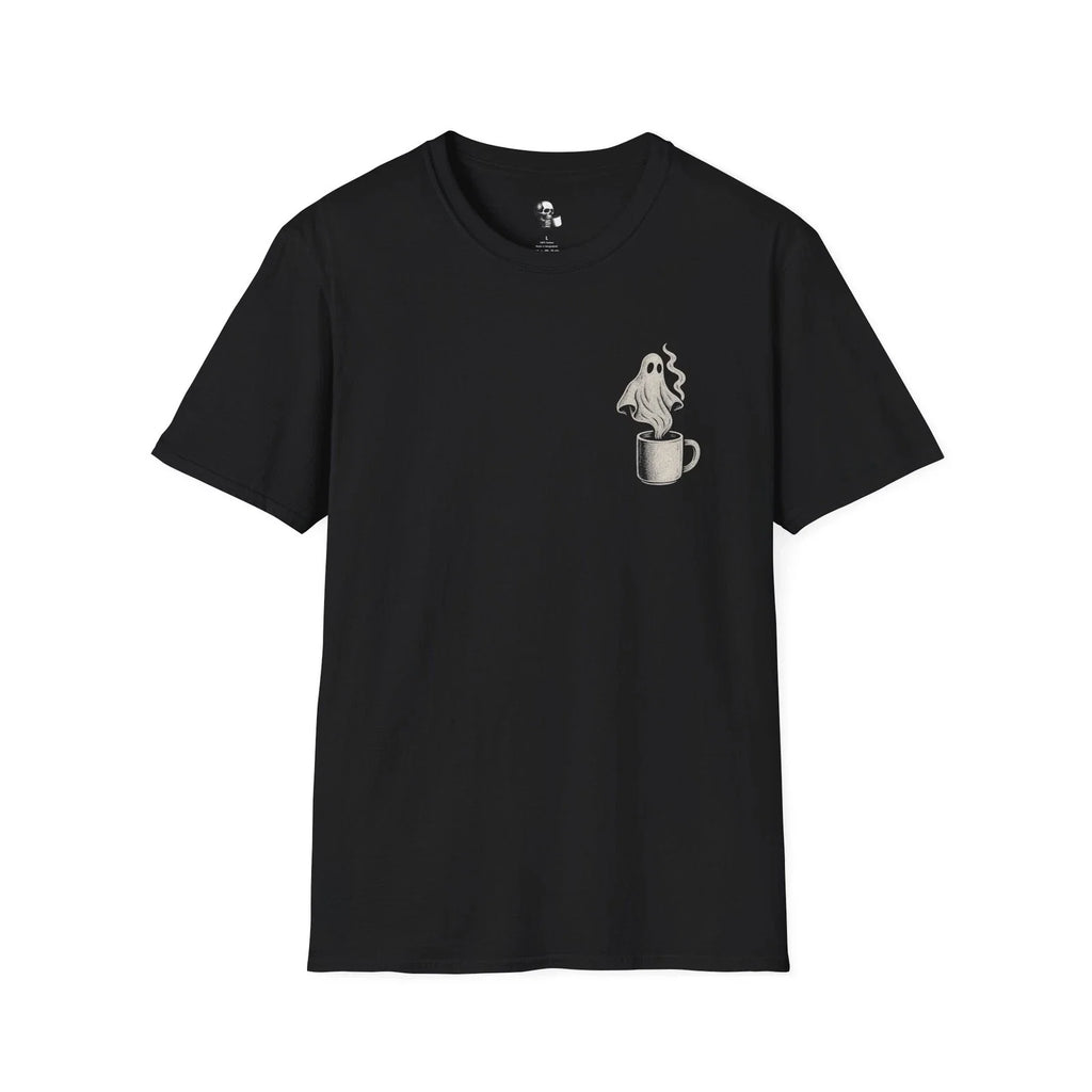 Ghostly Coffee Unisex T-Shirt - Spooky Vibe, Halloween, Gift for Ghost Lovers