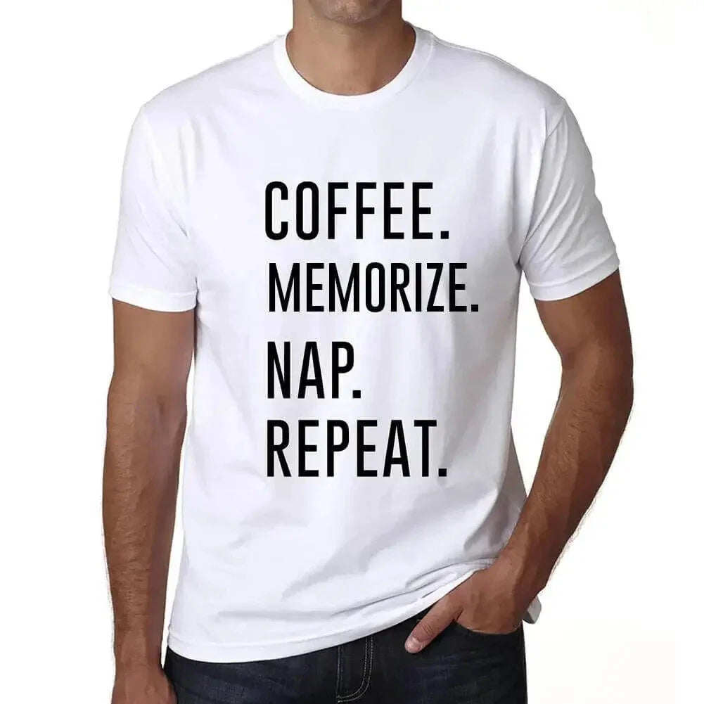 ULTRABASIC Homme Tee-Shirt Café Mémoriser Sieste Répéter Coffee Memorize Nap