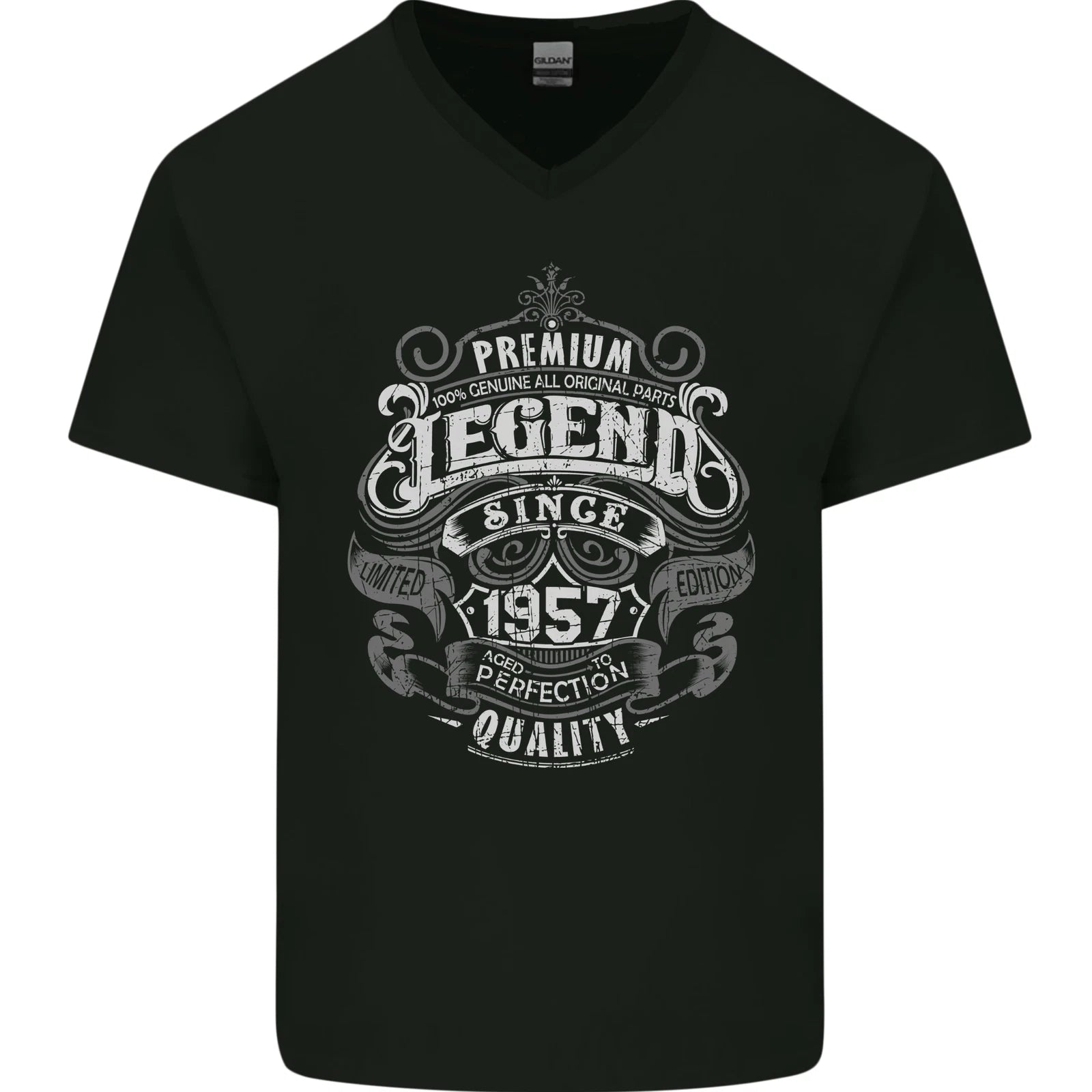 Premium Legend 69th Birthday 1957 Mens V-Neck Cotton T-Shirt