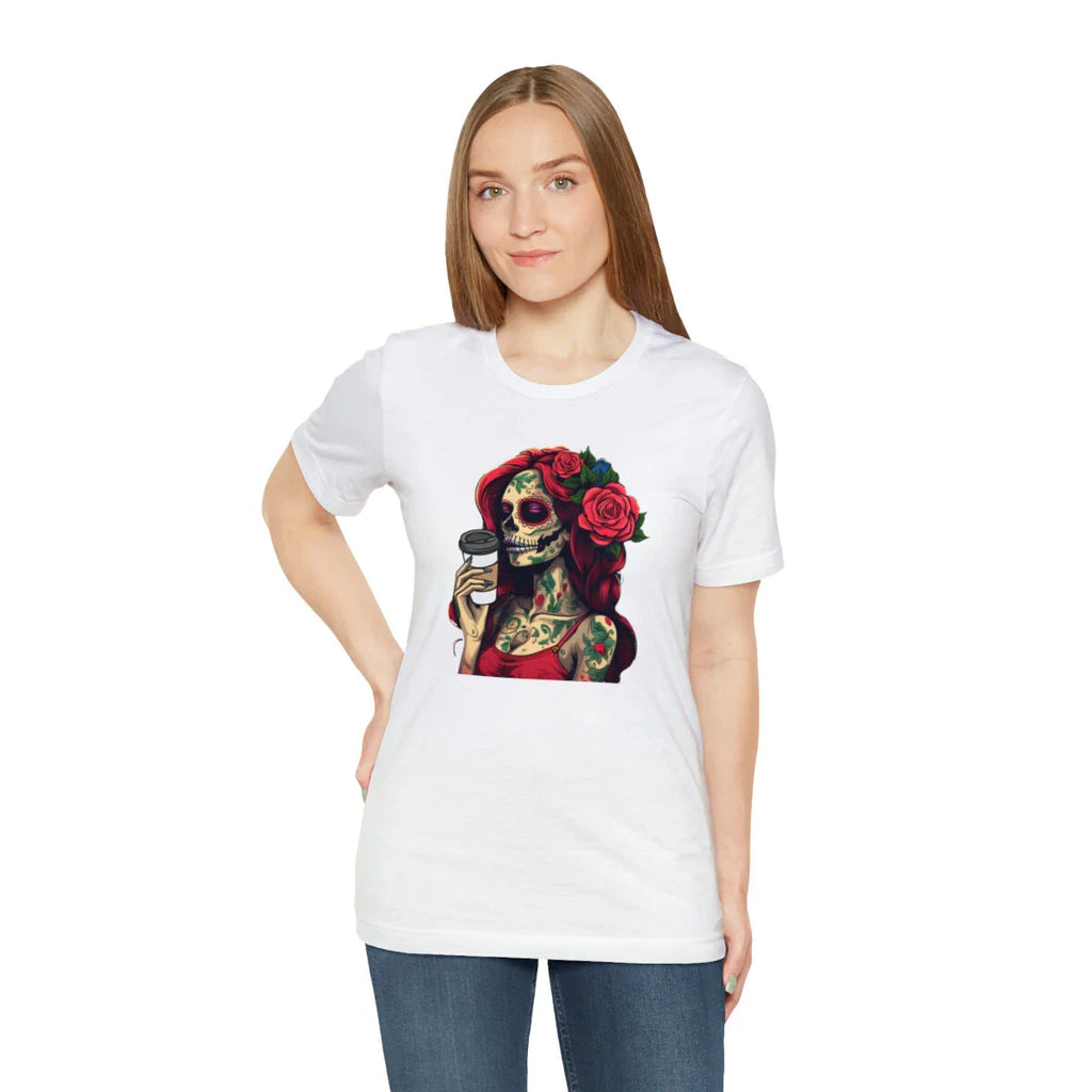 Coffee Sugar Skull Shirt, Day of the Dead Coffee TShirt Mexican Halloween Coffee