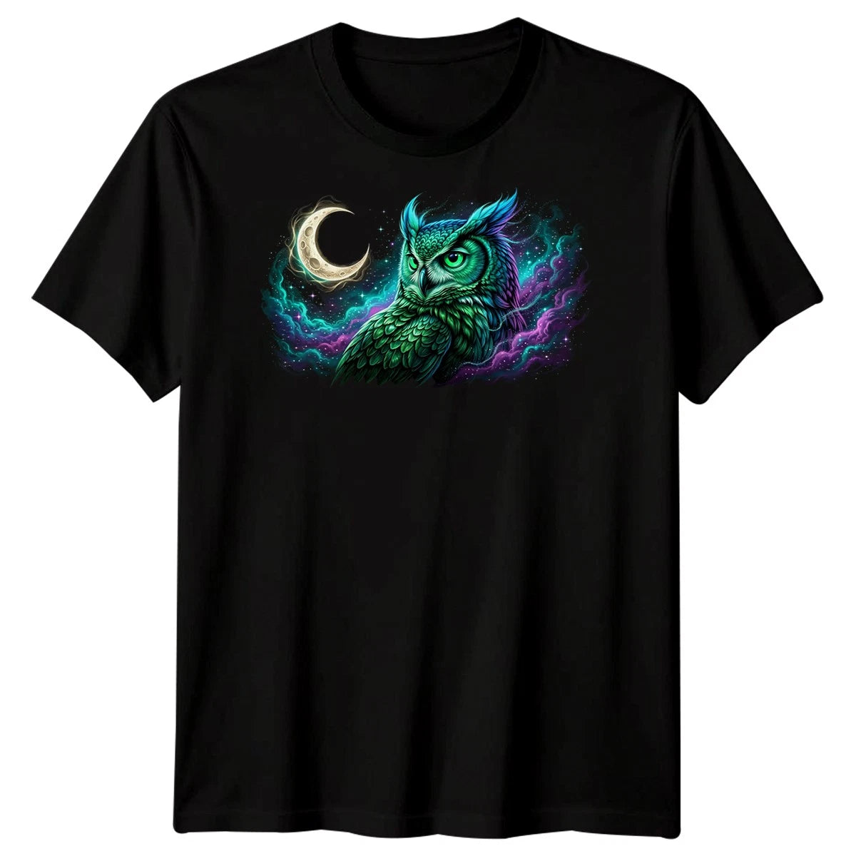 Night Owl Mens T Shirt Moon Bird Nature Stars Nocturnal Wildlife Graphic Tee
