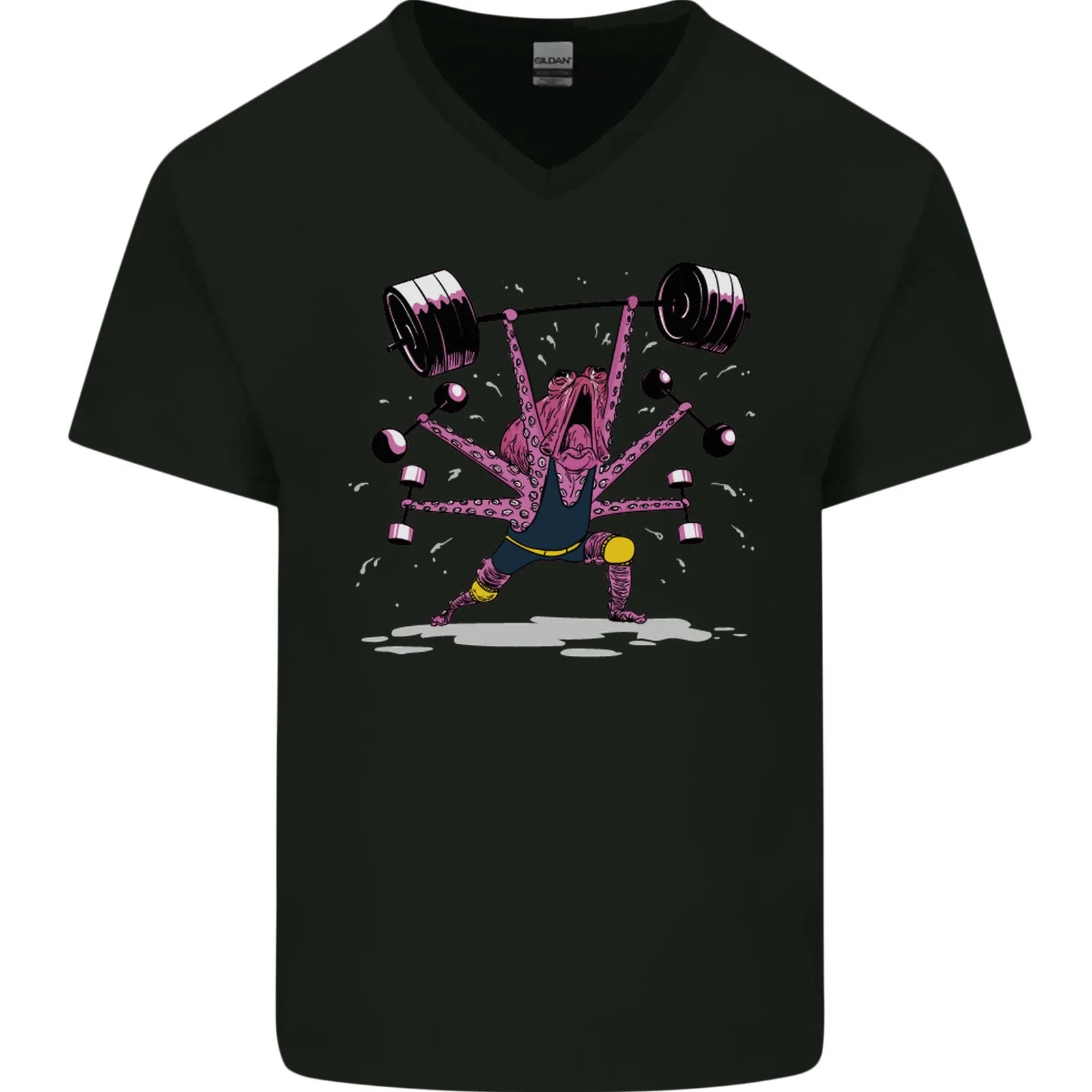 Octopus Gym Training Top Bodybuilding Mens V-Neck Cotton T-Shirt