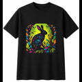 Neon Rabbit Mens T-Shirt Cute Black 100% Cotton Adorable Unisex Kawaii