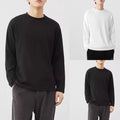 Men Solid Color Cotton Long Sleeve T Shirt Casual Loose Fit Base Layer