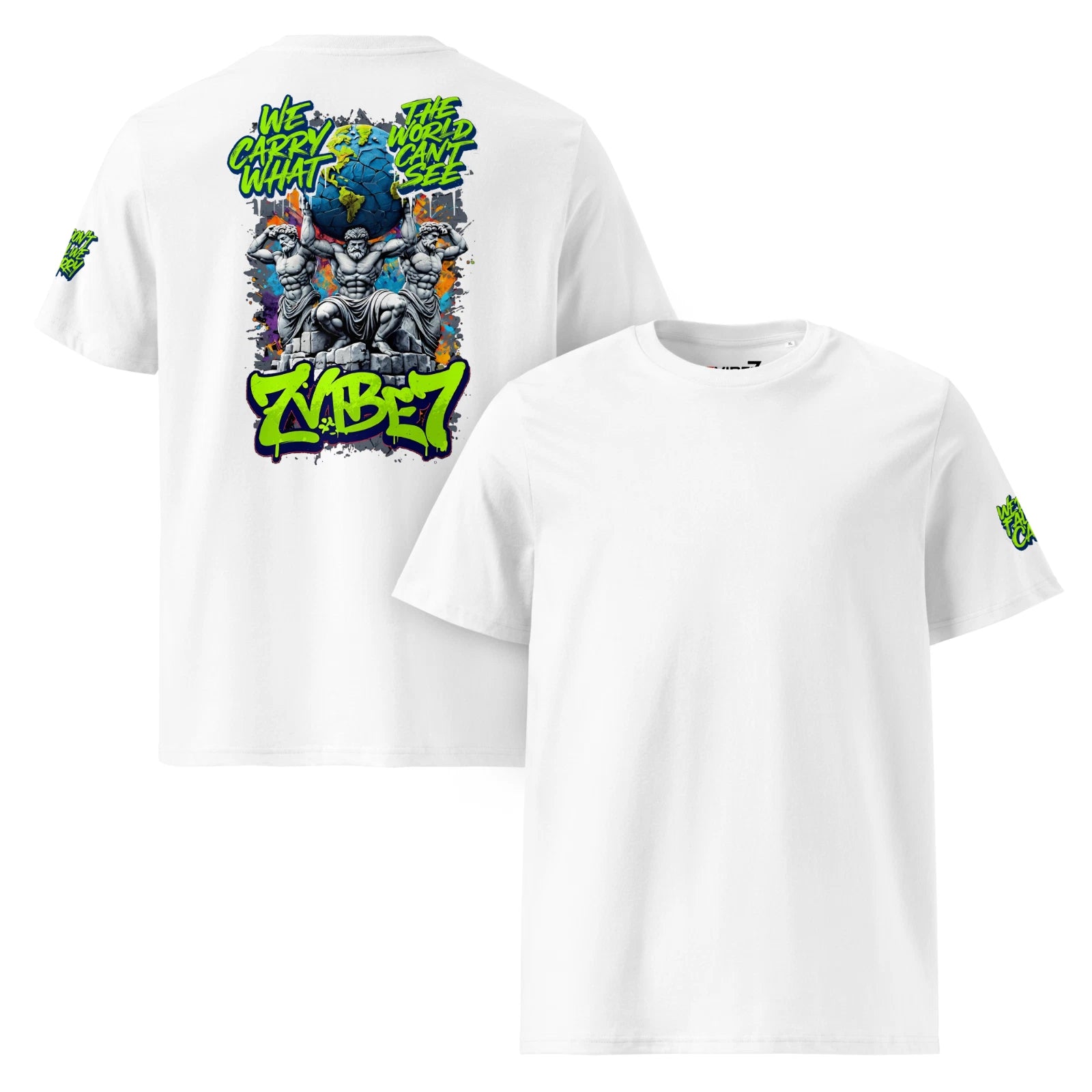 Unisex organic cotton t-shirt Titan Atlas 7Vibe7 Urban Streetwear Graffiti Style