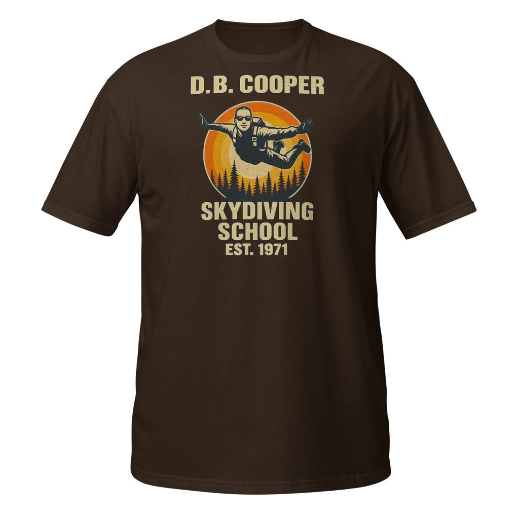 D.B. Cooper Skydiving School T-Shirt | Funny Retro Mystery DTG Printed Tee