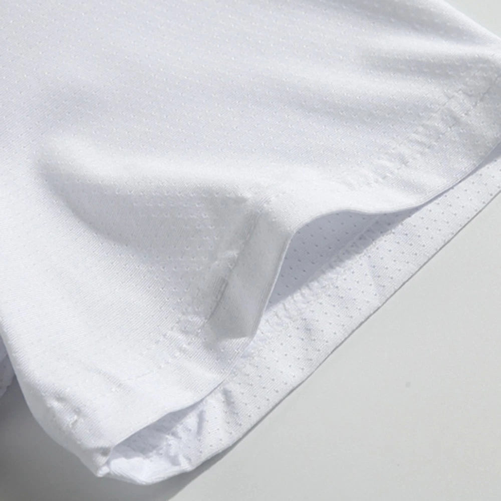 Men Casual Loose Thin Striped Quick Drying Round Neck Short Sleeved Top
