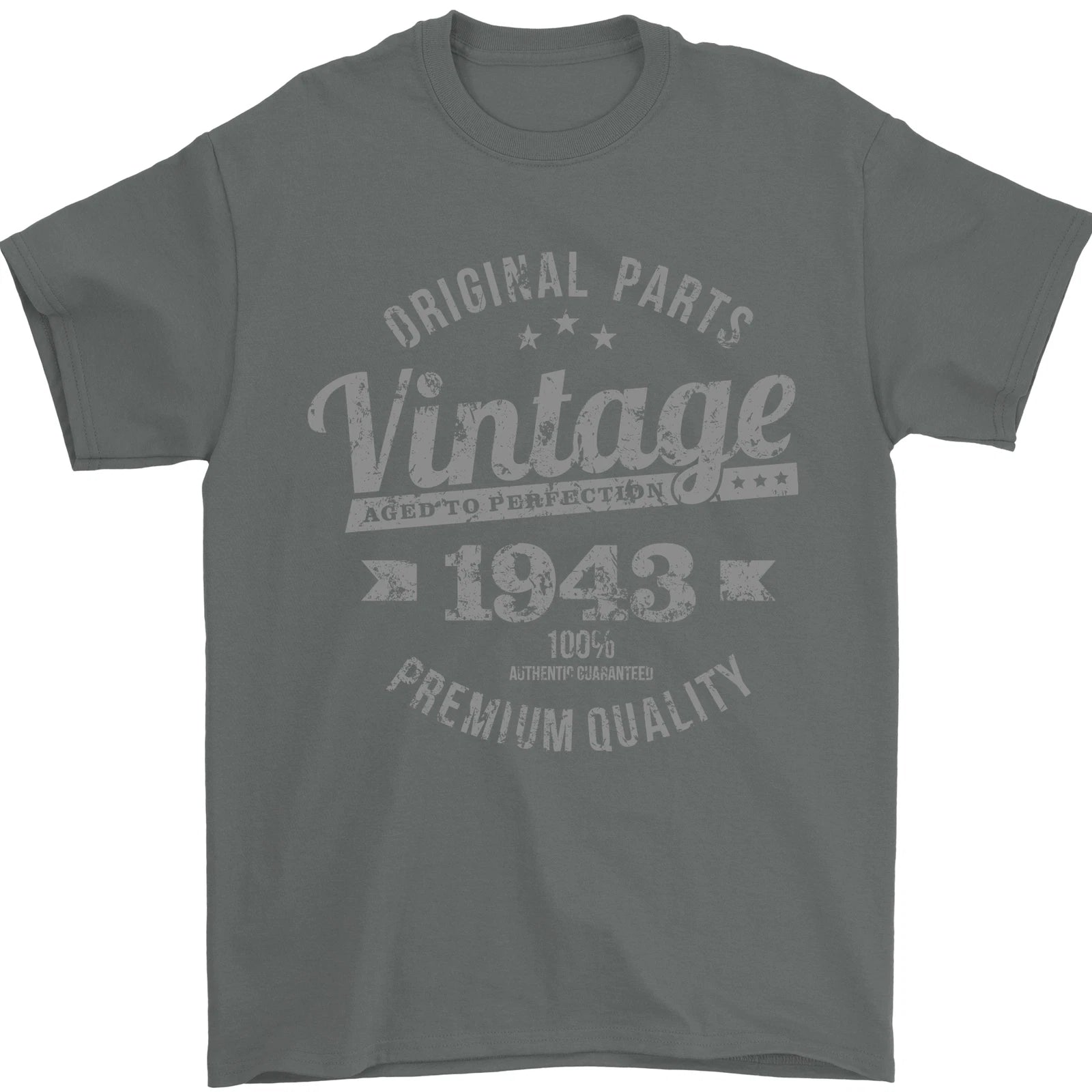 Vintage Year 83rd Birthday 1943 Mens T-Shirt 100% Cotton Charcoal