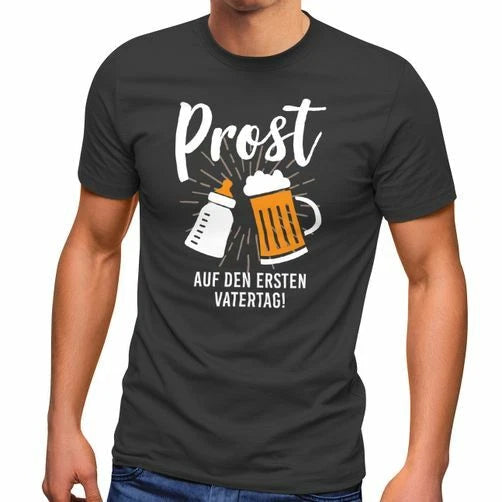 Mens T-Shirt Gift Cheers First Fathers Day Dad Saying Funny