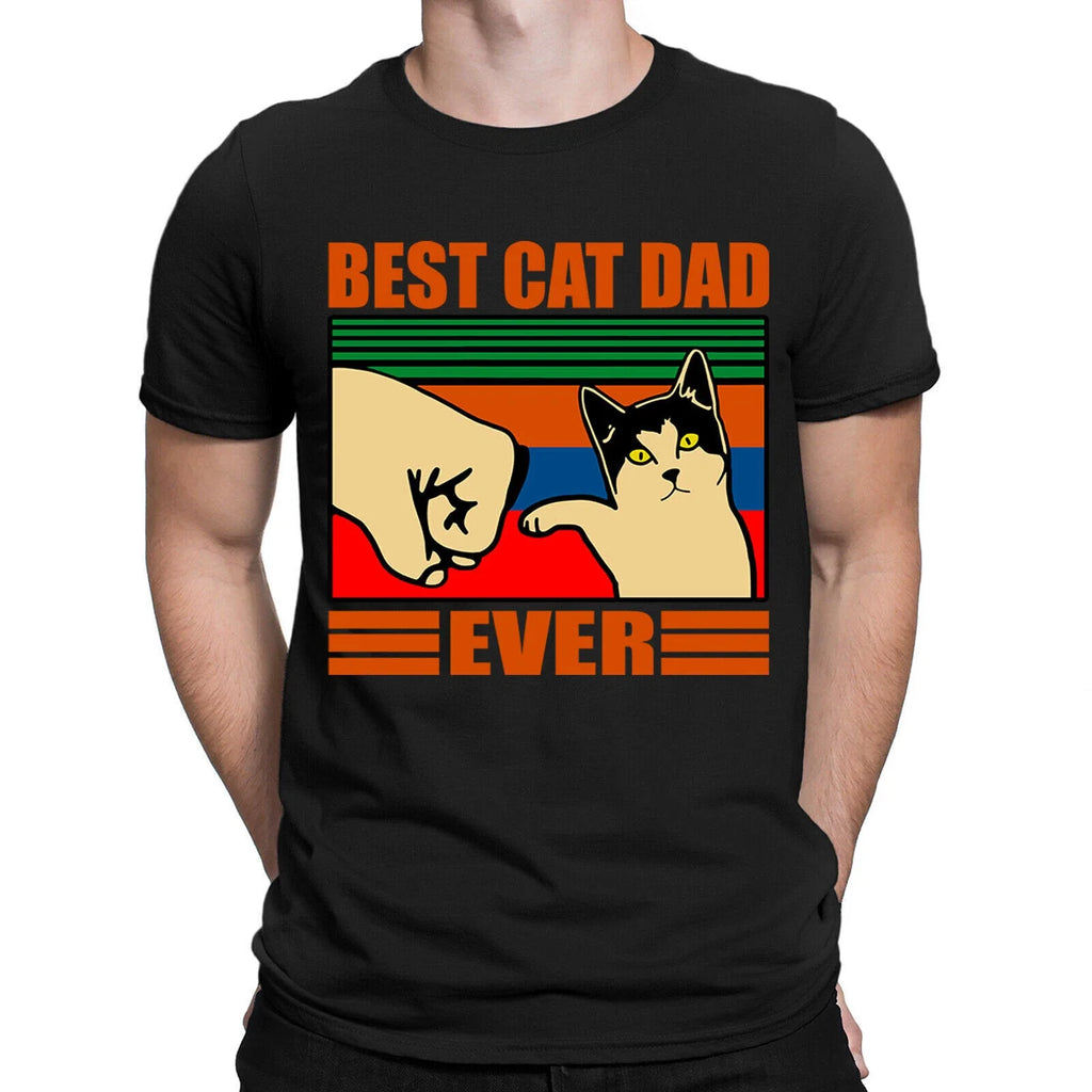 Best Cat Dad Ever Fathers Day Daddy Papa Joke Funny Novelty Mens T Shirts #DNE