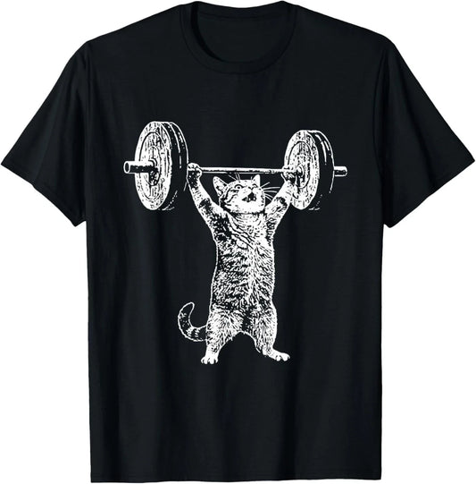 Funny Cat Gym Workout Deadlift Cat Meme Gym Pump Kitten T-Shirt
