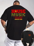 House Music Graphic T Shirt Men's DJ Club Front Back Print Short Sleeve Tee