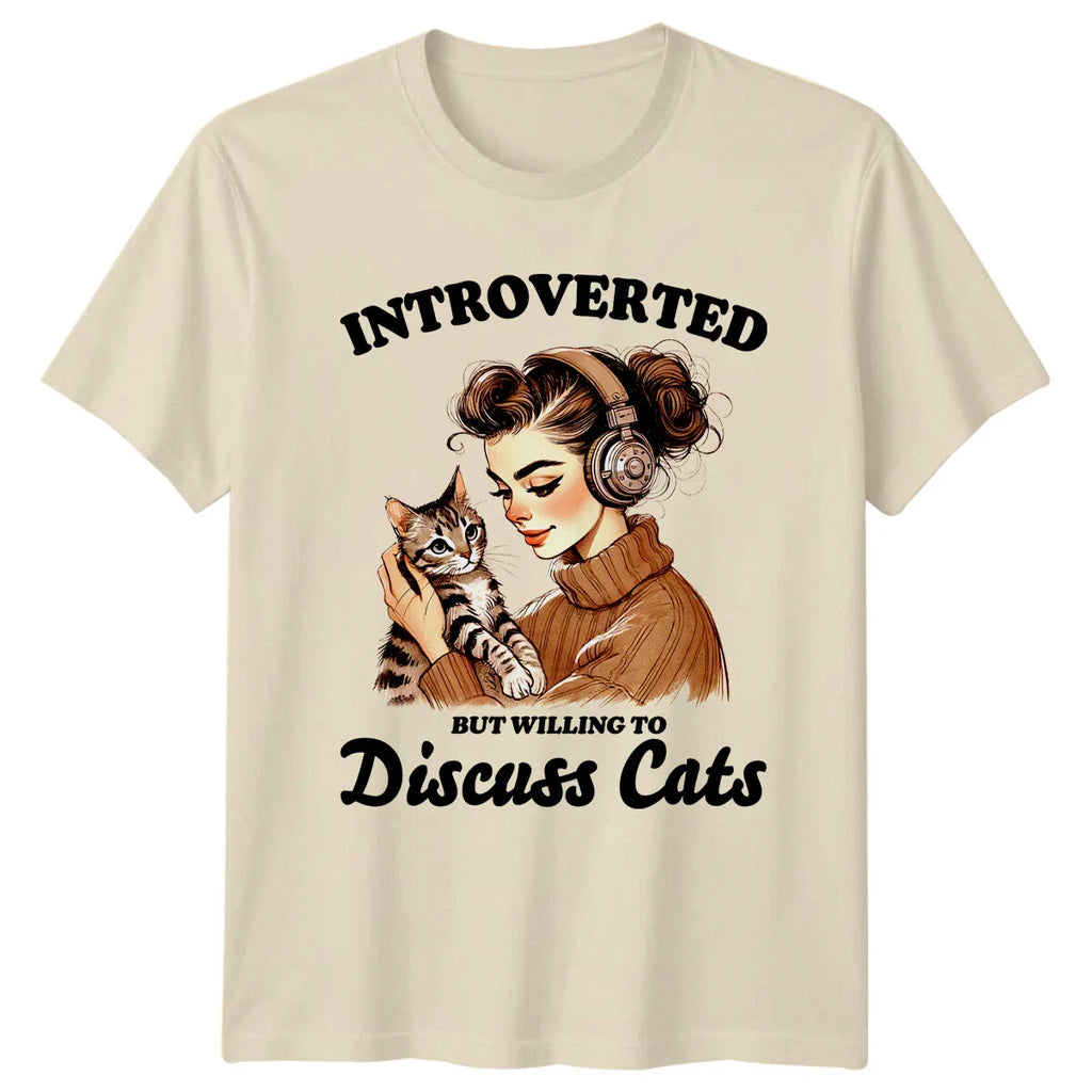 Introverted But Willing To Discuss Cats Animal Men���s Tee Womens Graphic T