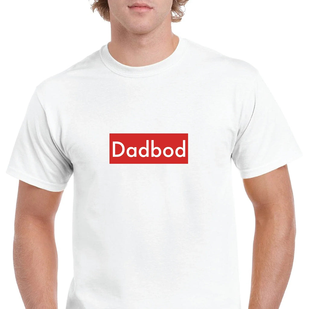 Dad Bod Box Logo White Red Funny Joke Cotton Solid Black White T-Shirt S-5XL