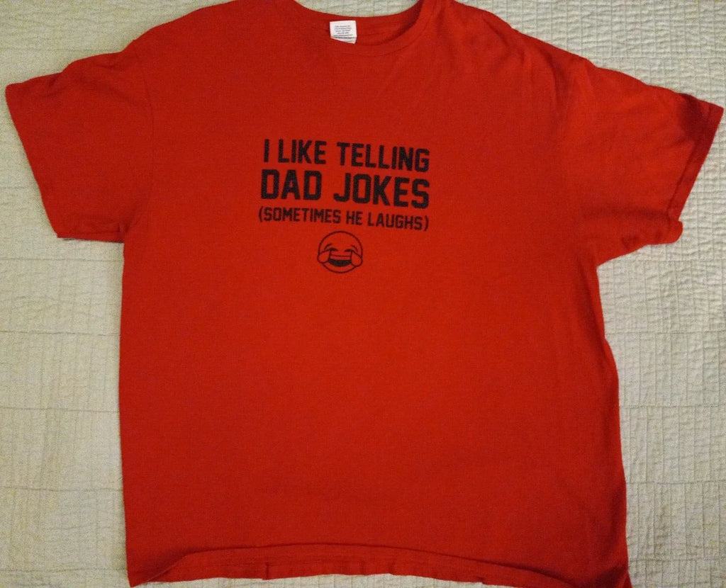 Men's XL Red I Like Telling Dad Jokes (Sometimes He Laughs) Funny T Shirt