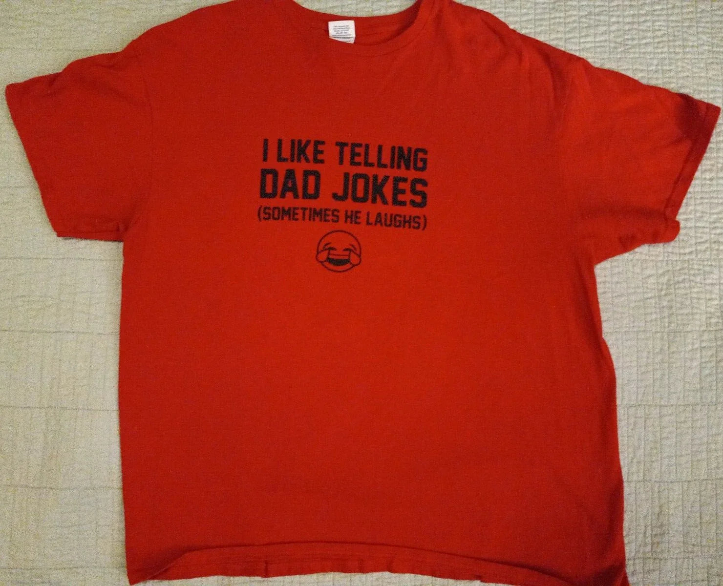 Men's XL Red I Like Telling Dad Jokes (Sometimes He Laughs) Funny T Shirt