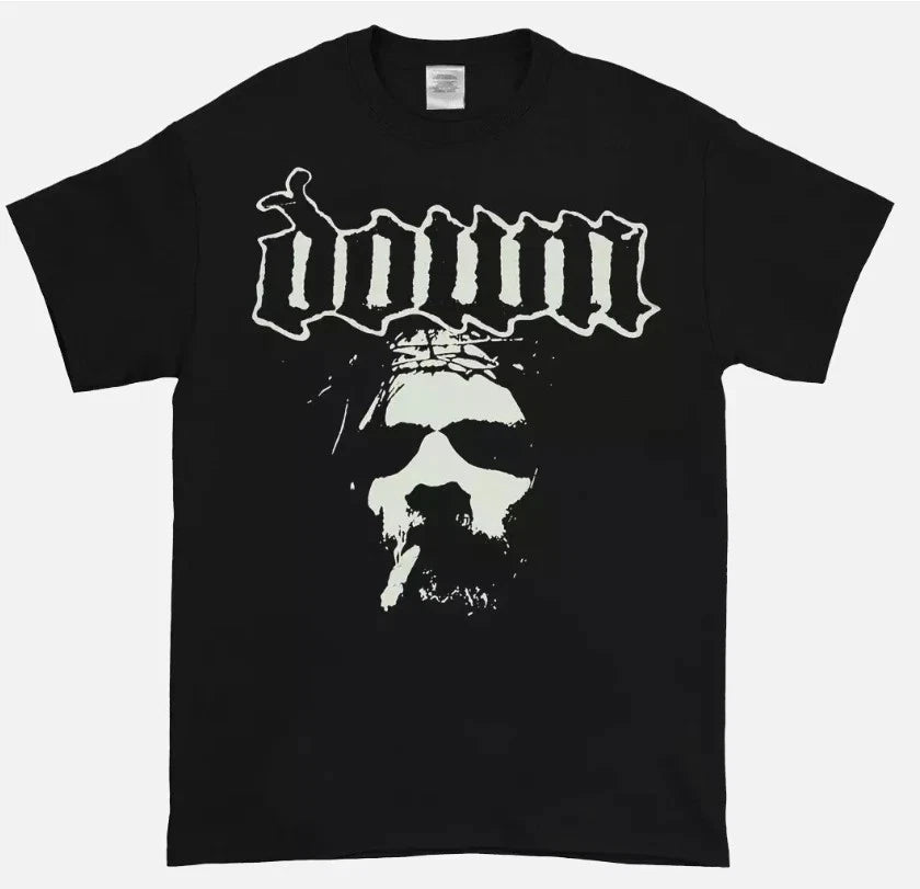 DOWN Band FACE Graphic Black Cotton T SHirt Full Size S 5XL