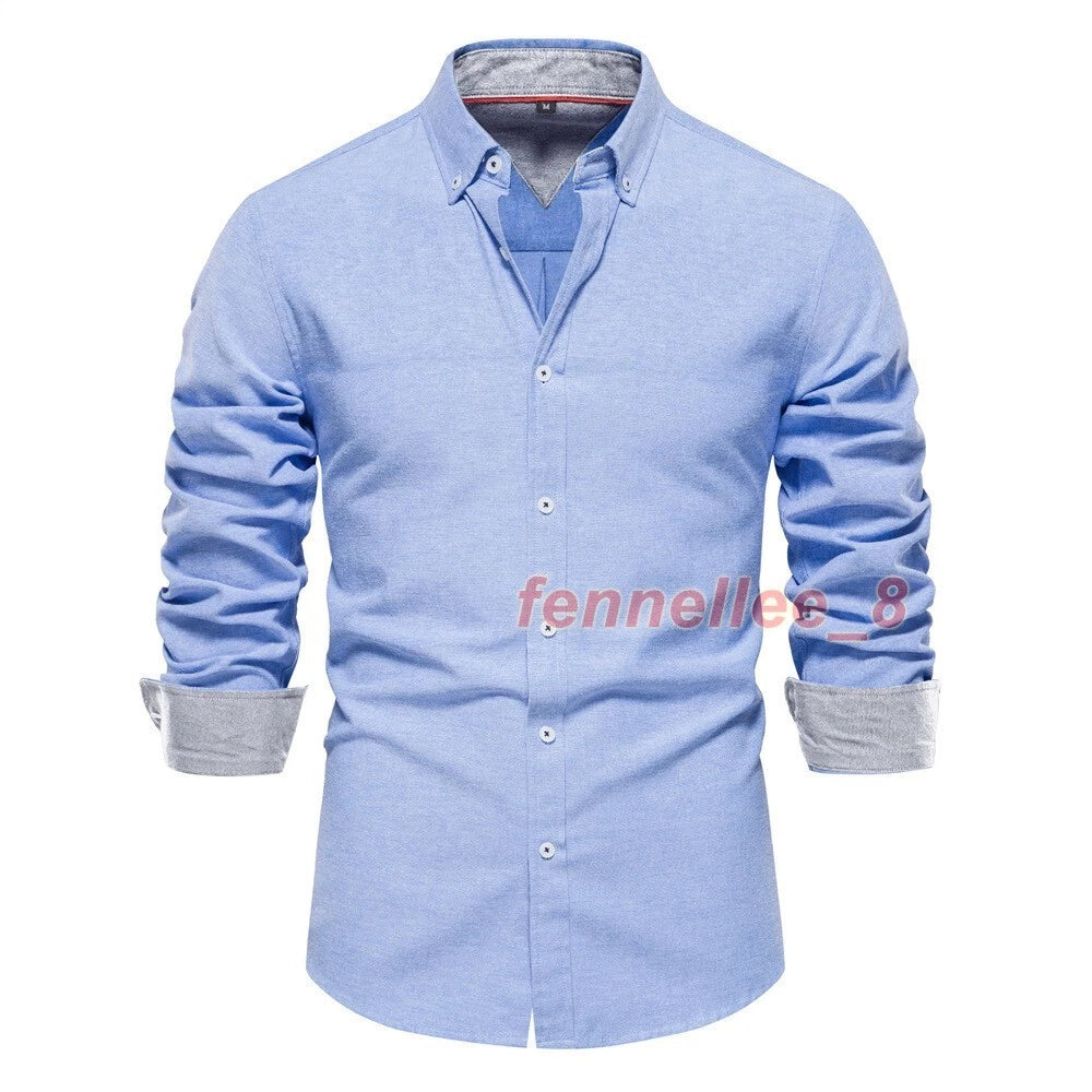 Men's Fashion Shirt Casual Slim Shirts Long Sleeve Button Down Blouse