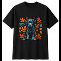 Botanical Puppy Glowing Dog Cute Mens T-Shirt Black 100% Cotton Kawaii Birthday