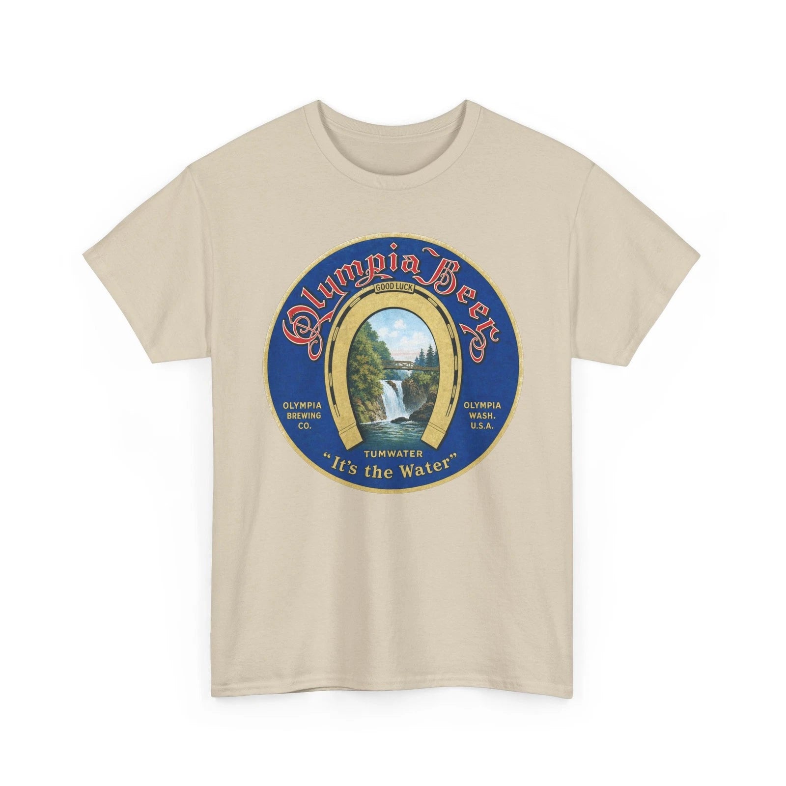 Olympia Brewing Co WA Pre-Pro Good Luck Horseshoe Tumwater Beer Retro T-Shirt