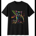 Graphic Kitten Cat Mens T-Shirt Black 100% Cotton Cute Animal Present Kawaii