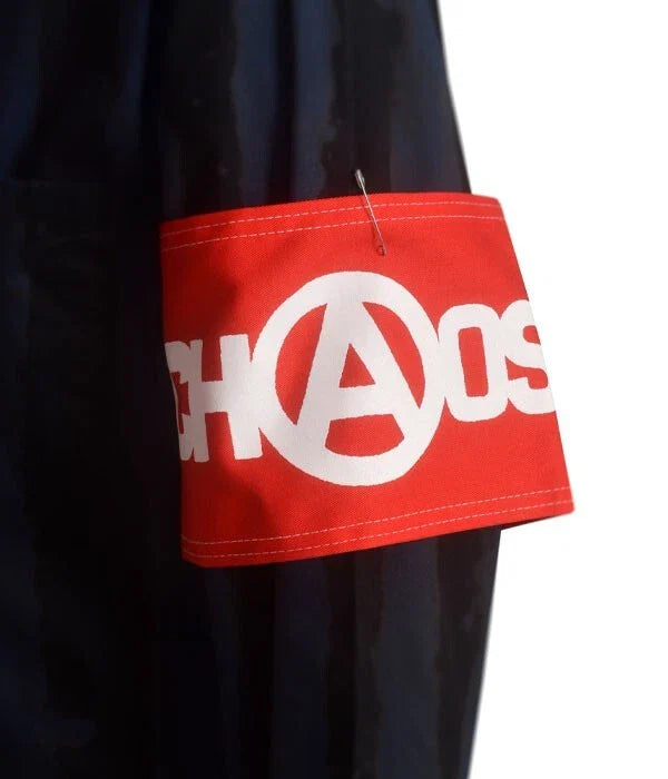 Red Chaos Armband Punk Anarchy Cotton Band Safety Pin Seditionaries Style 1977