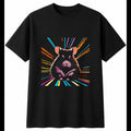 Anime Hamster Neon Glow Cute Mens T-Shirt Black 100% Cotton Top Kawaii
