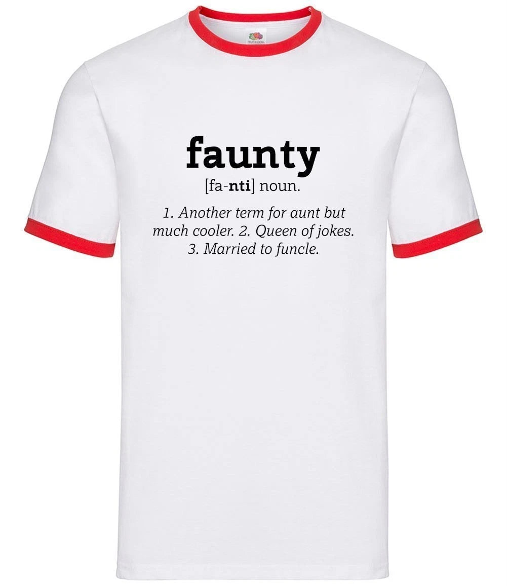 Faunty Definition Funny - Mens Ringer - Auntie Aunty Aunt Love Cool