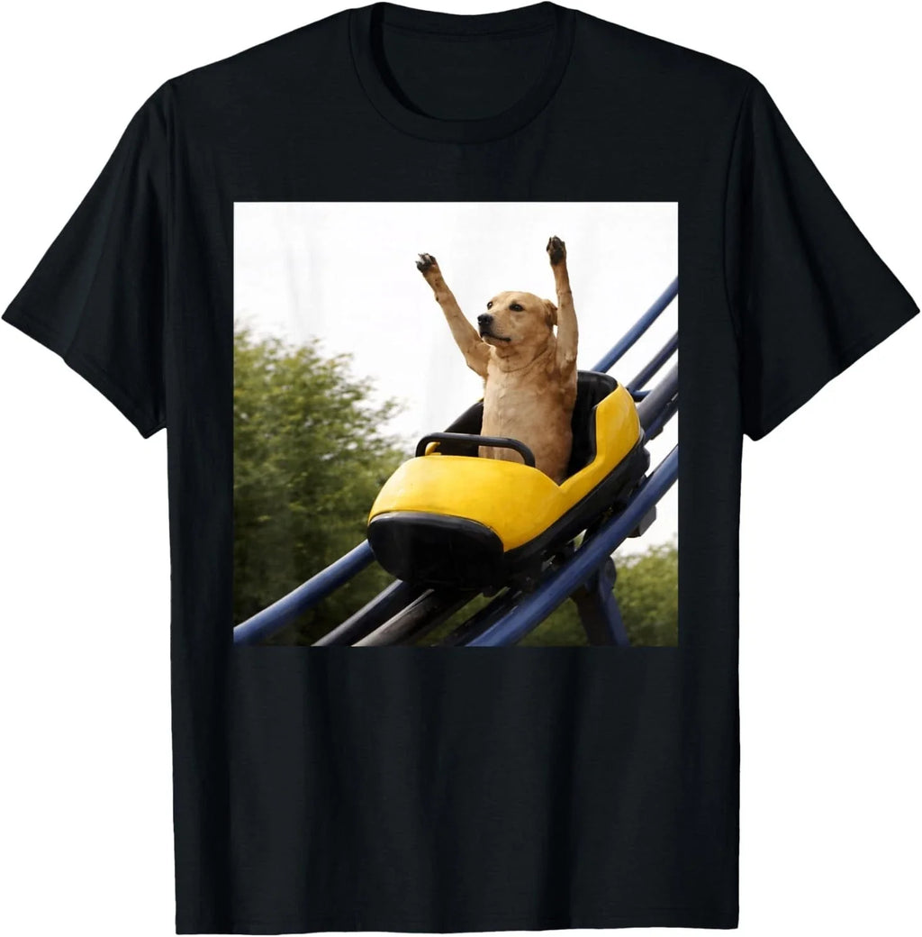 Funny Labrador Dog Riding Roller Coaster Meme for Dog Lovers T-Shirt