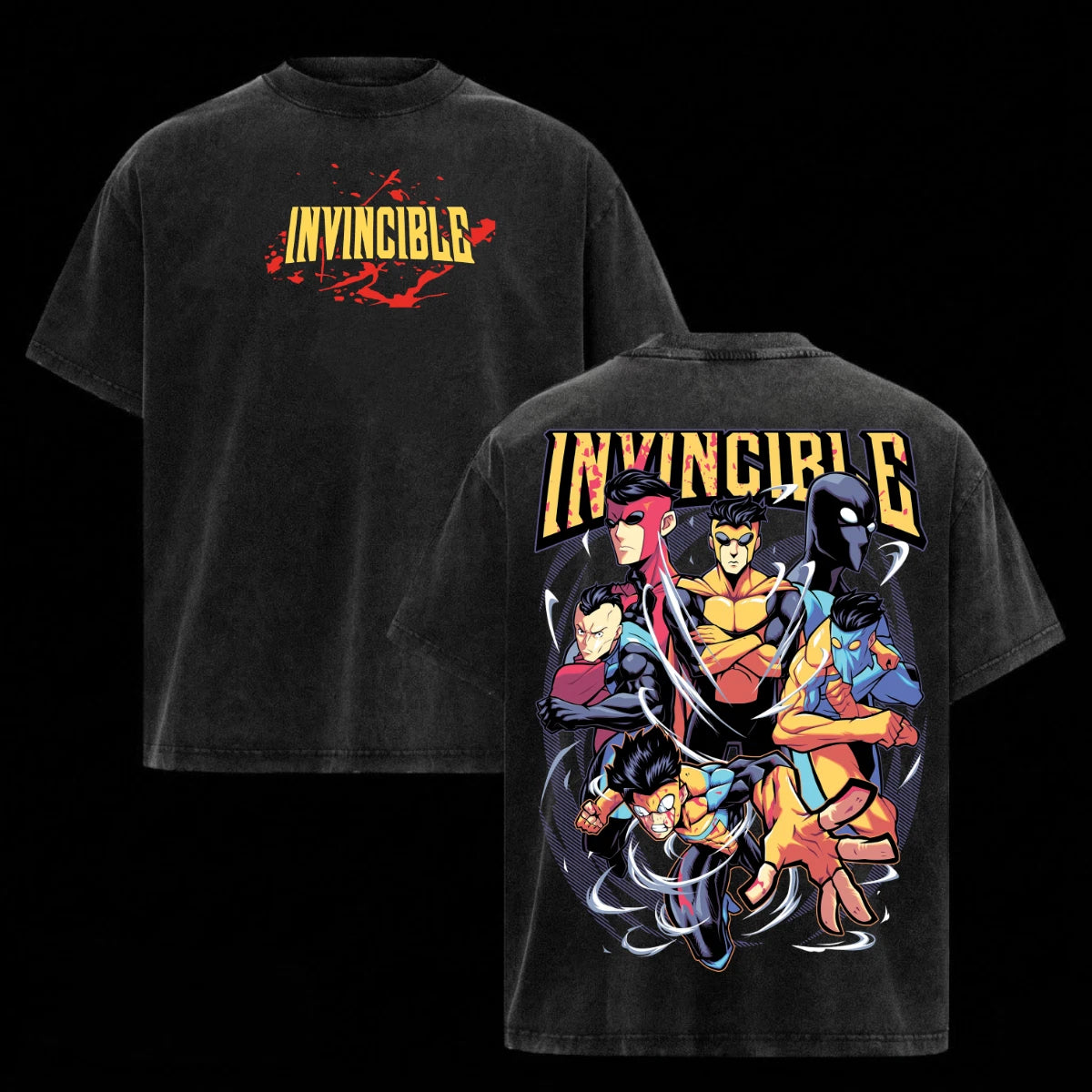Invincible T-Shirt Acid Washed Tee Grayson Multiverse Comics Graphic Top