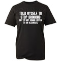Funny Stop Drinking T Shirt Men's Sarcastic Slogan Black Cotton Crew Neck Tee