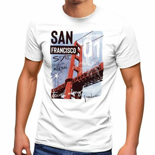 San Francisco Golden Gate Bridge Summer USA America Men's Photo Print T-Shirt