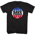 Ferris Bueller's Day Off Save Ferris Red White & Blue Badge Men's T Shirt