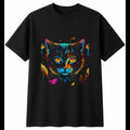 Colourful Kitten with Feathers Cat Cute Mens T-Shirt Black 100% Cotton Kawaii