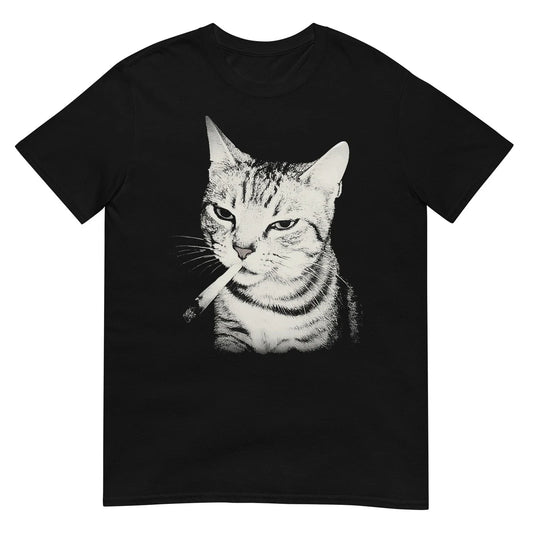 Smoking Cat Cigarette Kitten Funny Meme Stupid Brainrot T-Shirt