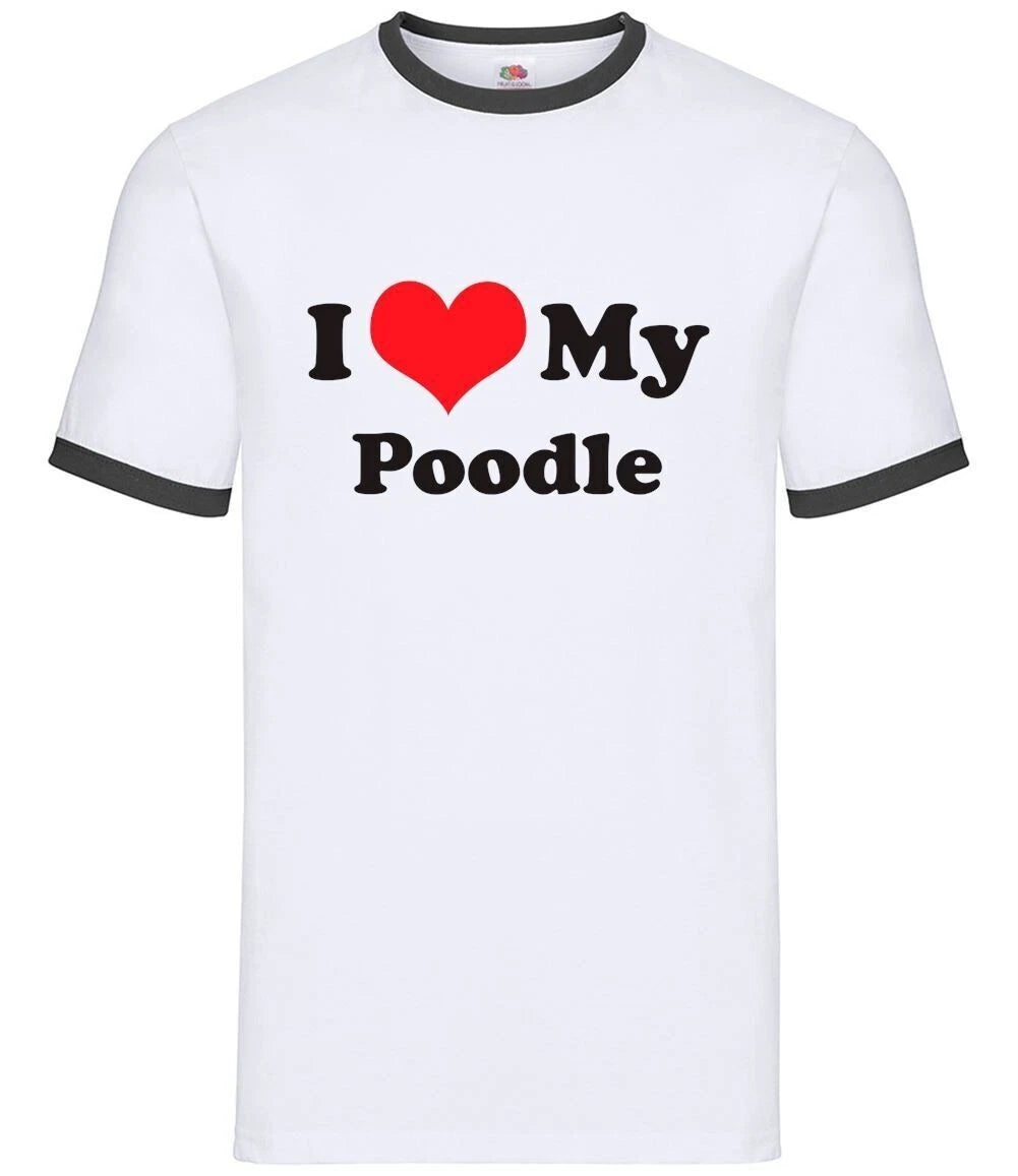 I Love My Poodle - Mens Ringer - Dog Dogs Poodles Pet Cute Funny Owner