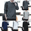 Mens Casual Comfortable Solid Color Long Sleeve Round Neck Base T Shirt