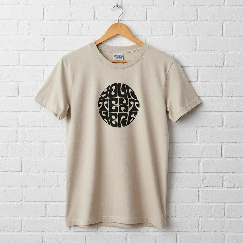 Personalised Retro T-Shirt - 60's Psych, Custom Circle Logo, Various Colours