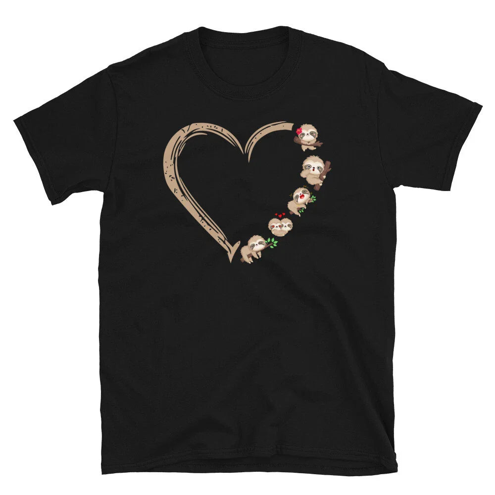 Love Heart Funny Novelty Sloth Classic Everyday Sarcastic Gift T-Shirt