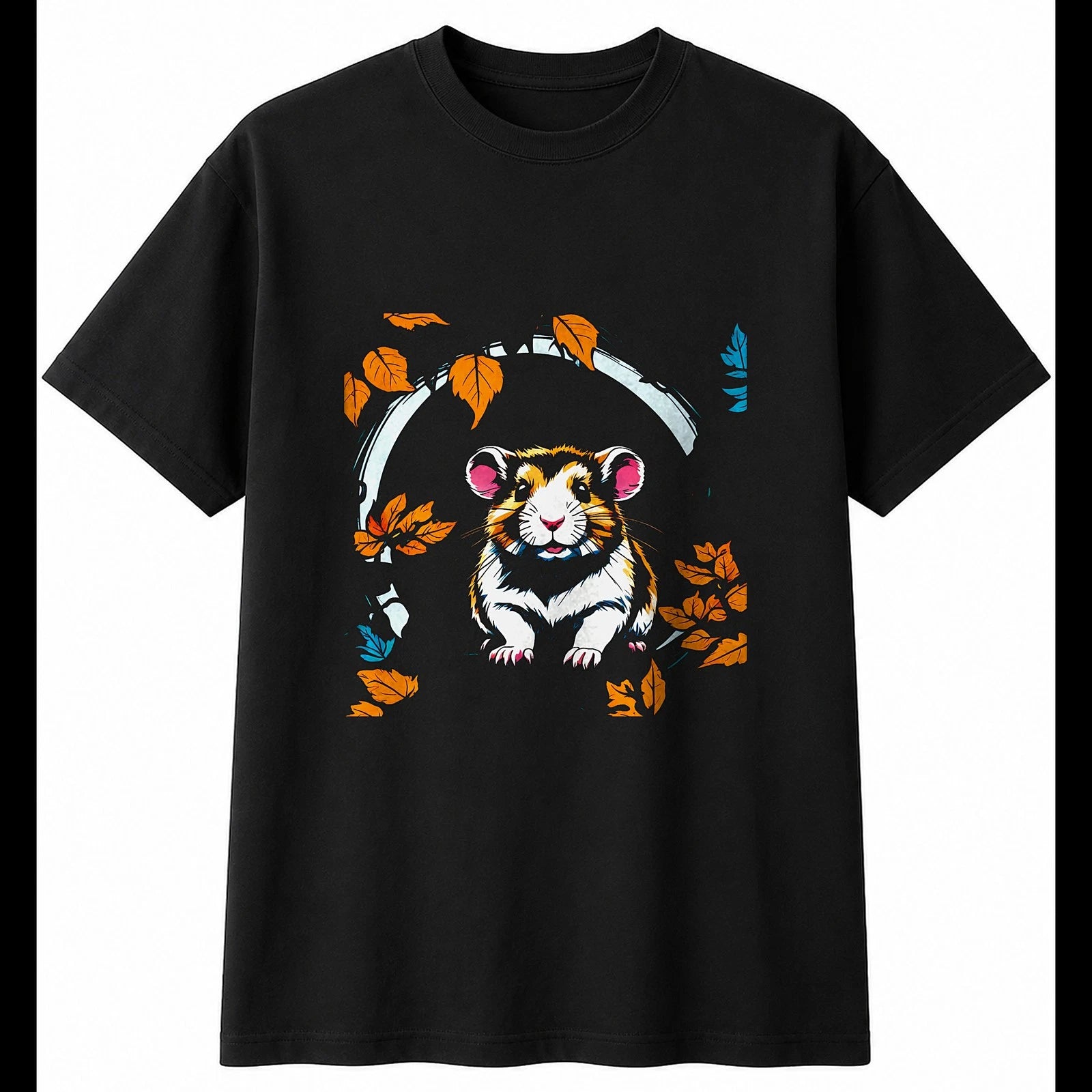 Roborovski Hamster in Nature Cute Mens T-Shirt Black 100% Cotton Tee Kawaii